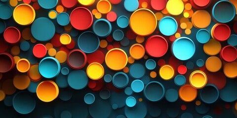 Colorful Abstract Composition of Circular Shapes Creating a Vibrant and Dynamic Visual Experience