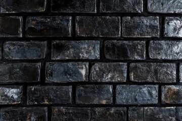Naklejka premium Black brick wall background texture, dark grunge and urban wallpaper for design mockup template