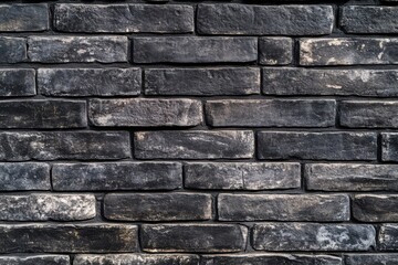 Obraz premium Black brick wall background texture, dark grunge and urban wallpaper for design mockup template