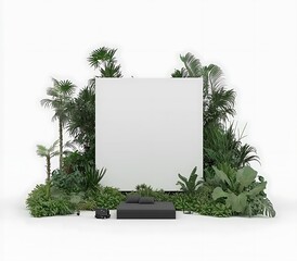 Minimalist Studio with Greenery and Blank Canvas for Creative Projects