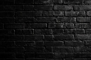 Obraz premium Black brick wall background texture, dark grunge and urban wallpaper for design mockup template