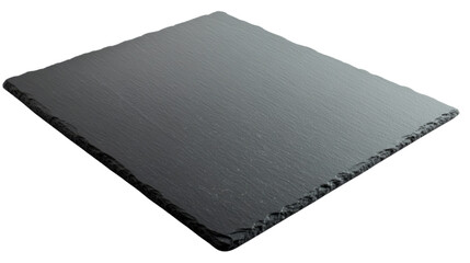 Empty rectangular black slate plate on transparent background