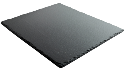 Empty rectangular black slate plate on transparent background