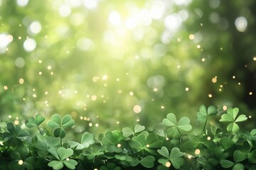 Fototapeta premium Spring Shamrock Forest Background