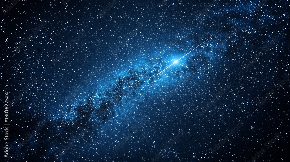 Poster celestial view of the milky way galaxy with bright star shining in dark space
