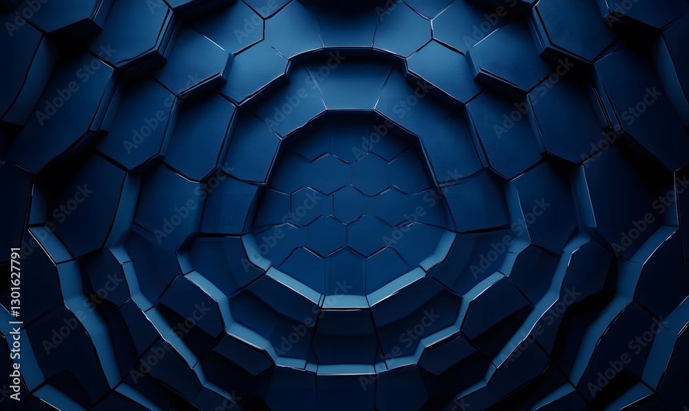 Poster abstract deep blue hexagonal background with geometric patterns