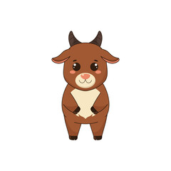 Cute goat character on white background. Vector illustration
