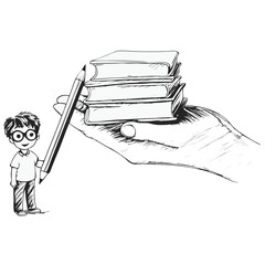 Child Sitting on Giant Book Coloring Page for Kids
