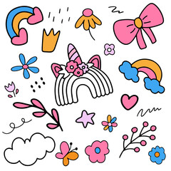 Hand drawn flowers set