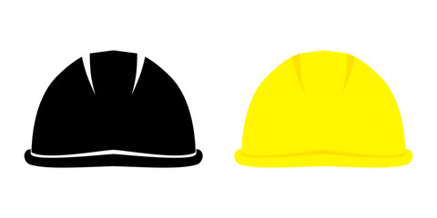 Safety helmet vector illustration in black and yellow for construction, industrial work, and engineering fields.