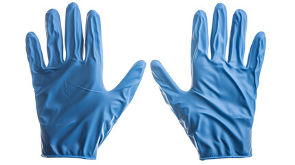 Fototapeta premium Two blue medical gloves open on transparent background