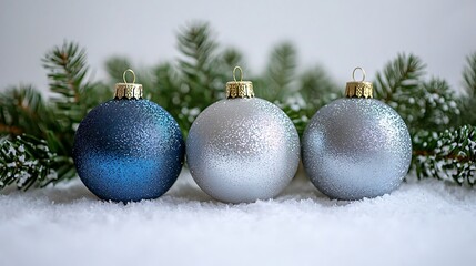 Christmas Ornaments Snow Background