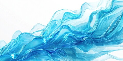 Abstract blue waves on a light white background, fluid art with a simple background