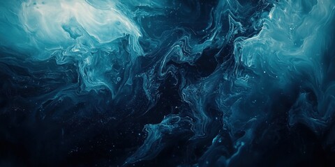 Fototapeta premium Abstract dark blue liquid background with swirling shapes and fluid textures