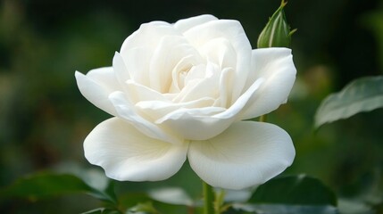 White rose bloom in garden setting