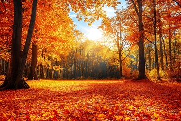 Obraz premium Autumn Sun Forest Floor