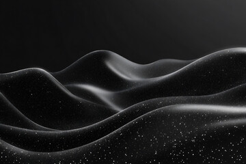 Obraz premium Abstract monochrome wavy background. 3d illustration with black waves and particles. soft lighting. wave on a black background. texture. wallpaper in calm tones. luxury elegant background