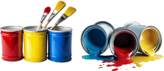 Spilled Paint and Brushes in Action