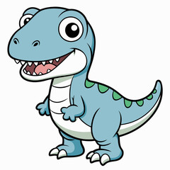 Obraz premium A cute cartoon Tyrannosaurus Rex with a friendly smile and big eyes, the dinosaur is a friendly cartoon vector illustration