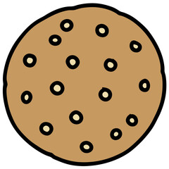 a single close-up illustration of a cookie with chocolate chips vector illustration