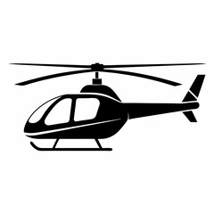 a helicopter silhouette on a isolated background. The helicopter is black, and a simple, vector illustration