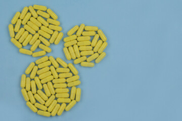 Photo of pills drugs  on background