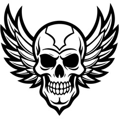 Fototapeta premium a unique illustration of a skull adorned with elegant wings, set against a monochrome background, evokes a sense of both mystique and edginess vector illustration