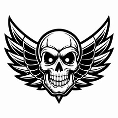 Fototapeta premium a bold illustration of a skull with spread wings, a striking symbol vector illustration