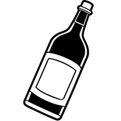 a simple, stylized illustration of a wine bottle, perfect for various design purposes. The bottle is depicted in black and white vector illustration
