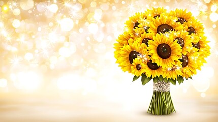 Obraz premium Bright Sunflower Bouquet with Sparkling Background and Bokeh Effect