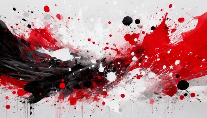 White red black paint blots watercolor abstract background, messy artistic vertical banner backdrop