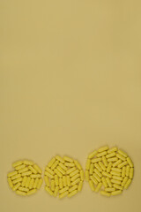 Photo of pills drugs  on background