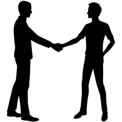 Fototapeta premium Two-person handshake silhouette vector on white background
