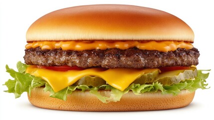 Isolated cheeseburger on white background