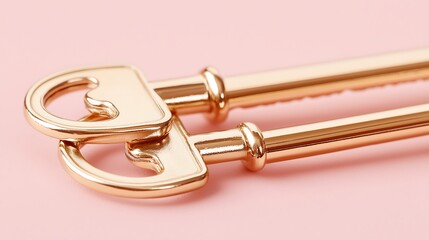Elegant Heart-Shaped Vintage Keys on Soft Pink Background