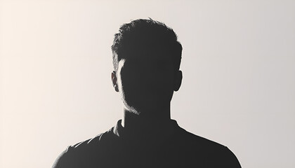 Anonymous person. Shaded portrait of man on grey gradient background