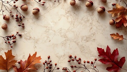 Autumn decor on a marble background