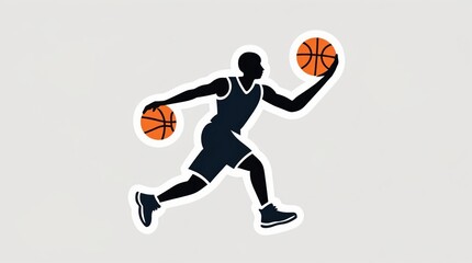 Fototapeta premium Dynamic Basketball Player Silhouette with Action Pose, Sports Icon, Graphic Design Element for