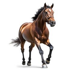 Obraz premium Majestic Brown Horse Galloping Freely in a Sunny Meadow Landscape