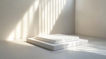 Fototapeta premium Sleek White Product Display on Professional Podium Setup