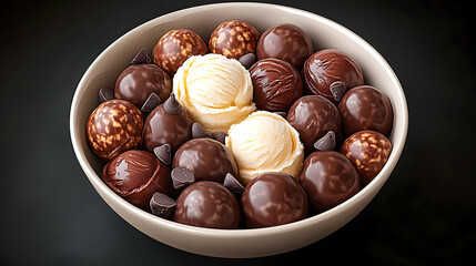 Obraz premium Chocolate and Ice Cream Treats in Bowl