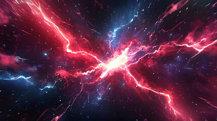Cosmic Lightning Explosion - Futuristic 3D Rendered Background