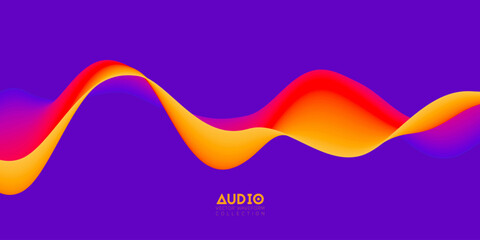 Gradient sound wave abstract background. Colorful flow of music wave. Vector vibrant fluid splash.