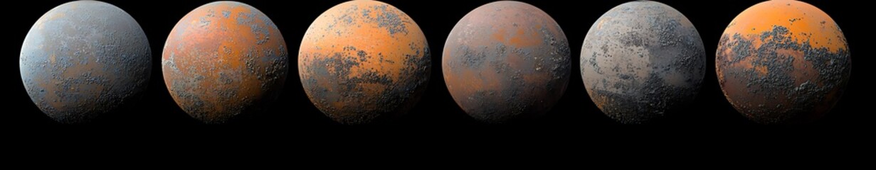 Naklejka premium Detailed Visual Representation of Mars Surface Across Different Stages