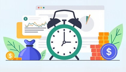 Naklejka premium Colorful financial charts depict urgency for tax payment deadline, simplicity