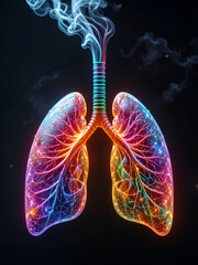 Rainbow lungs anatomy, symbolizing the quit smoking initiative and World Tuberculosis Day, creative health concept,  art, bright and detailed design