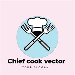 Professional Chef Hat and Crossed Forks Vector Logo Design with Customizable Slogan for Culinary Branding