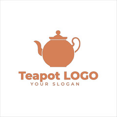 High-Quality Vector Illustration of a Brown Teapot Logo Design with Customizable Slogan for Branding