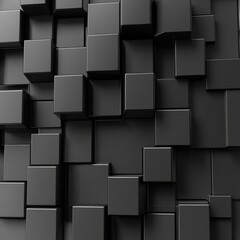 Black cubes background, 3d render, square pattern, abstract background