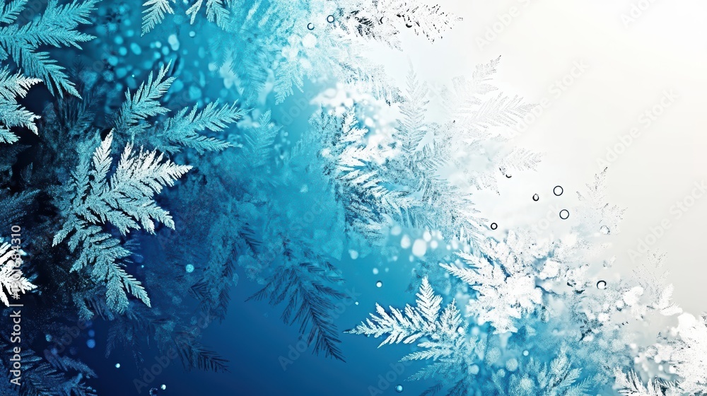 Poster Elegant Frost Patterns Blend Into a Serene Icy Background Creating a Tranquil Digital Space